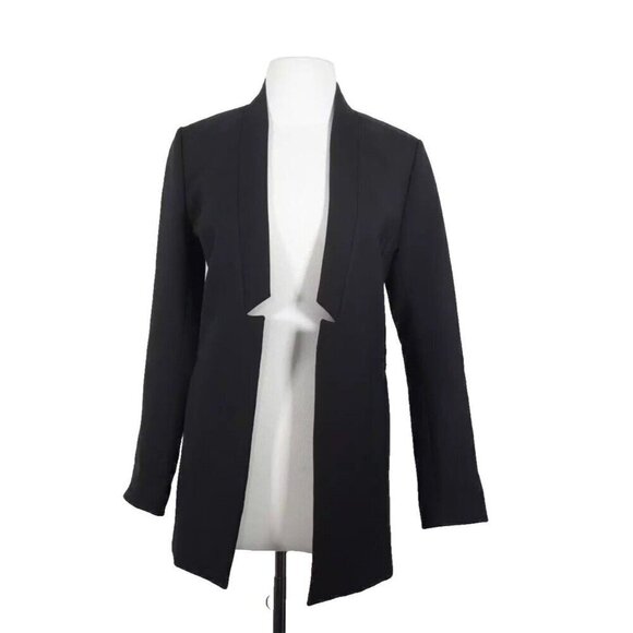AYR Women's US4 Black The Coup Blazer Cut Out Wool Coat Open Tailored Jacket - Picture 10 of 10